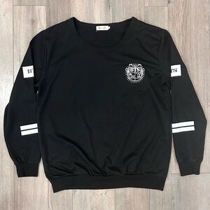 BTS Black Long Sleeve Top with White Accents